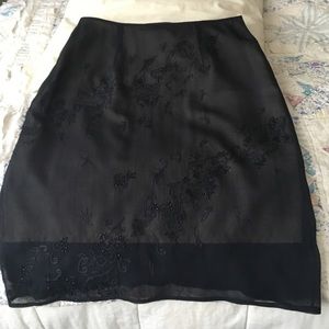 Laundry by Shelli Segal Blk Beaded Silk  Skirt